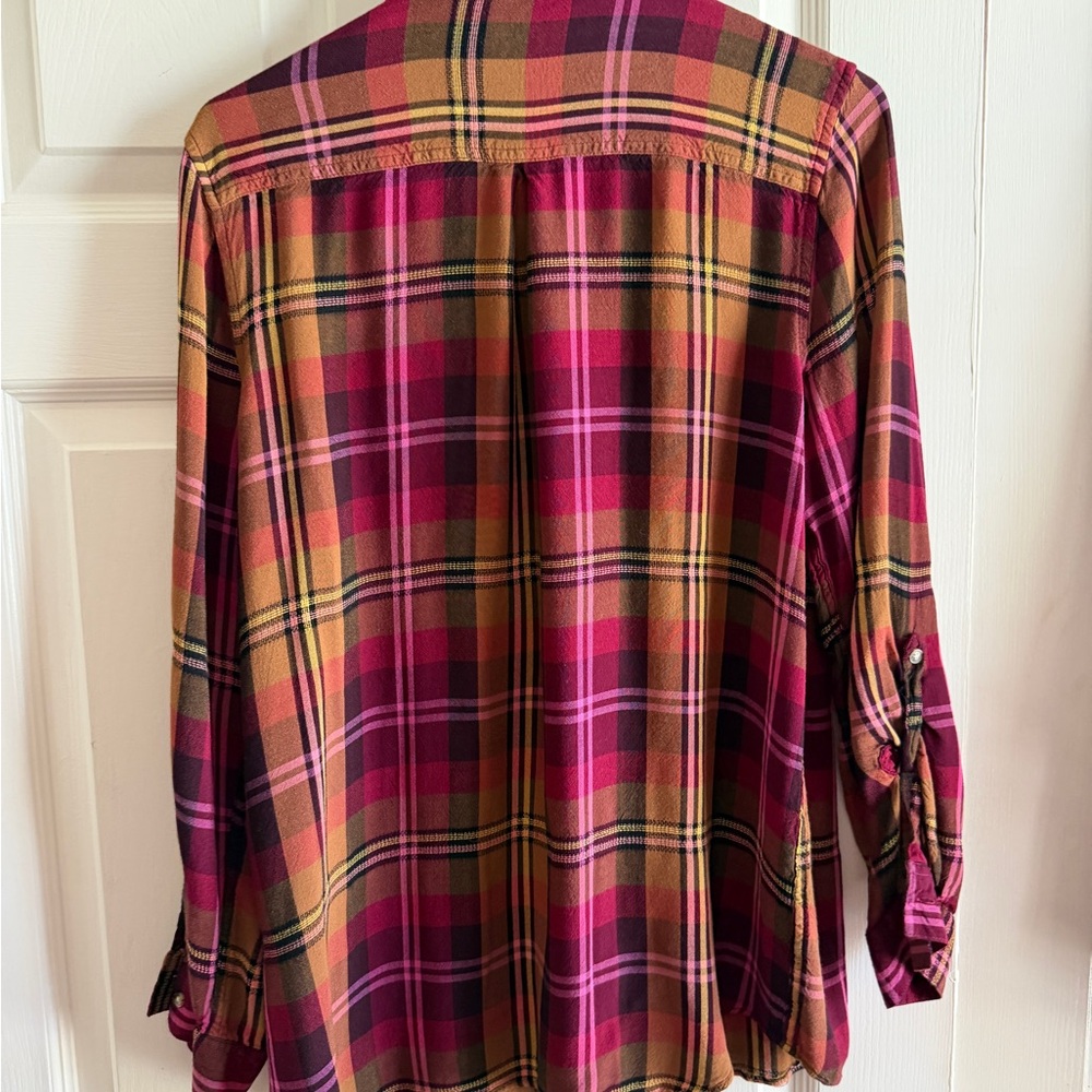Plaid Button-Down Shirt in Pink and Yellow - Picture 3 of 3